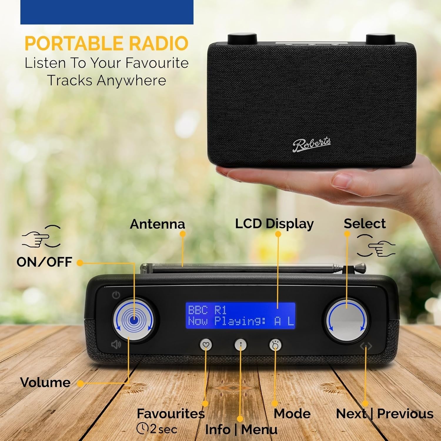 Portable DAB/FM Digital Radio Battery USB-C Compact Lightweight