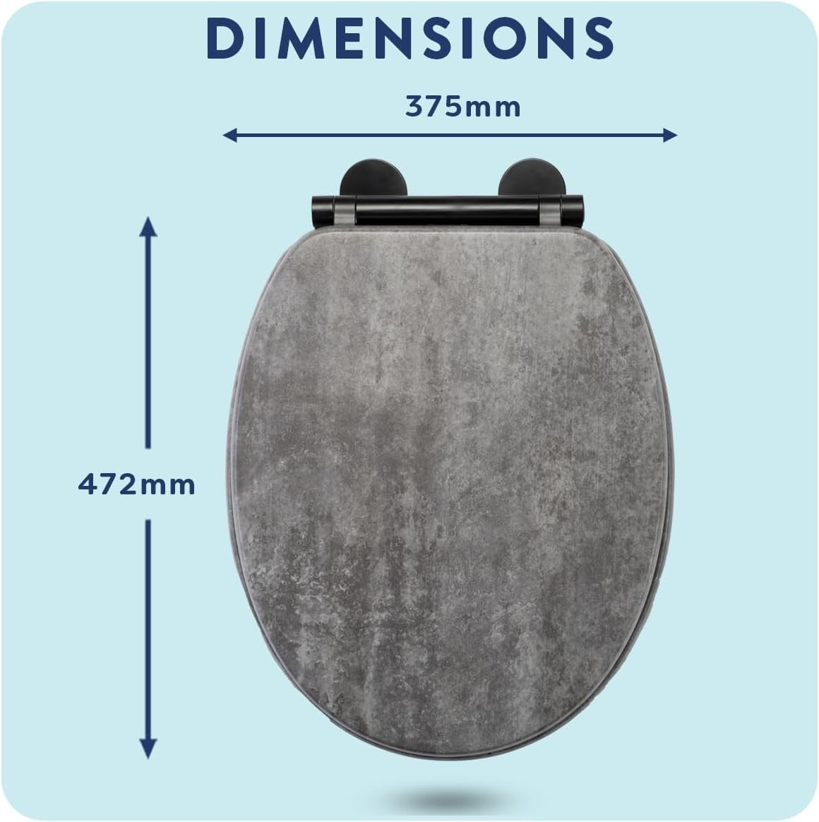 Slate Grey Wooden Toilet Seat Soft Close Quick Release Durable Antibacterial
