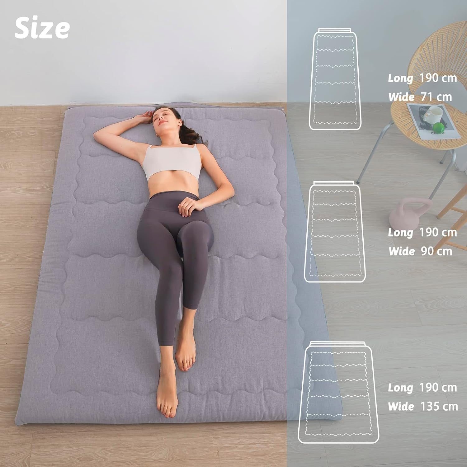 Foldable Floor Futon Mattress Single 10cm Thick Foam Bed Guest Camping