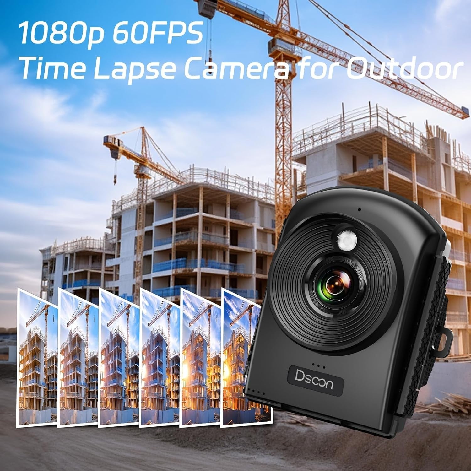 1080P Time Lapse Camera Outdoor Construction Waterproof 64GB Wide Angle