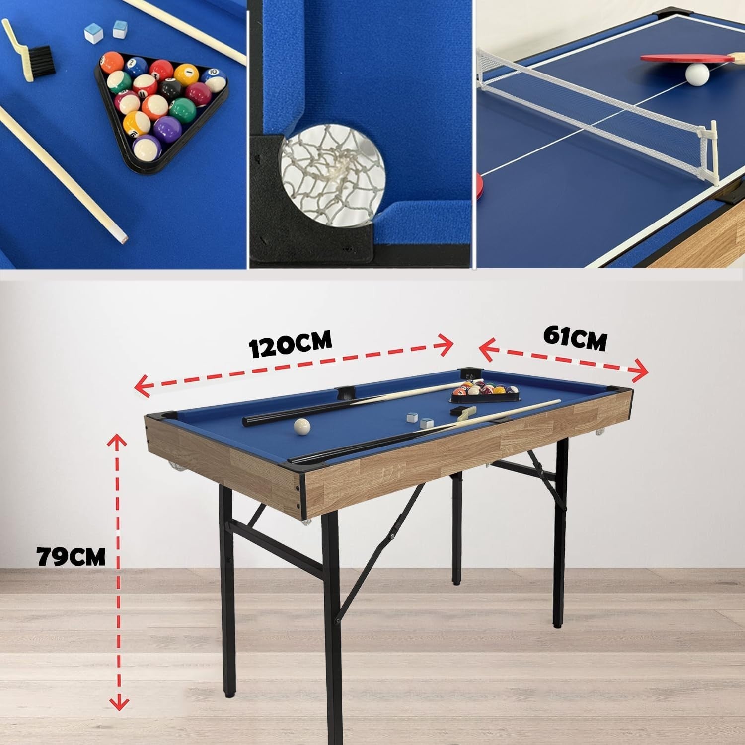 4FT 6 in 1 Multi Game Table Folding Pool Hockey Tennis Bowling Set