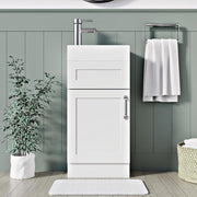 Slim 400mm Bathroom Vanity Unit  Basin White Floor Standing Sink Cabinet