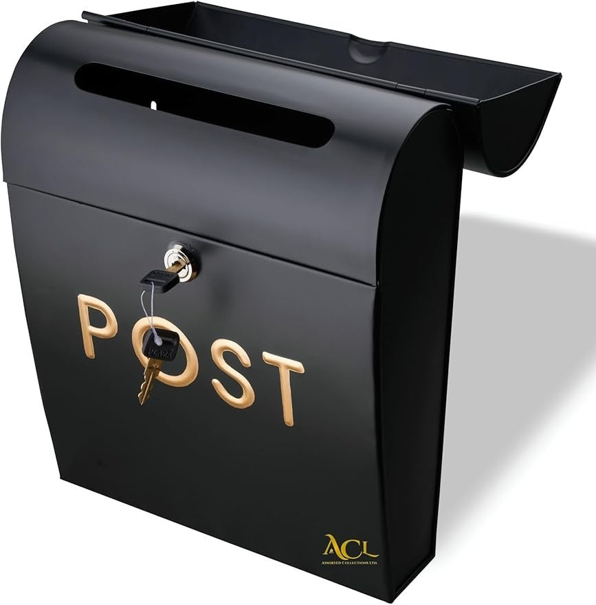 Lockable Wall Mounted Mailbox Black – Weatherproof, Secure, Easy Install, Modern