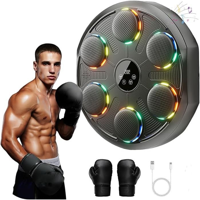Music Boxing Machine Bluetooth LED Wall Mount Punch Trainer Home Gym Fitness