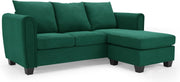 Green L Shaped Sofa 3 Seater Chaise Corner Cord Fabric Couch Modern