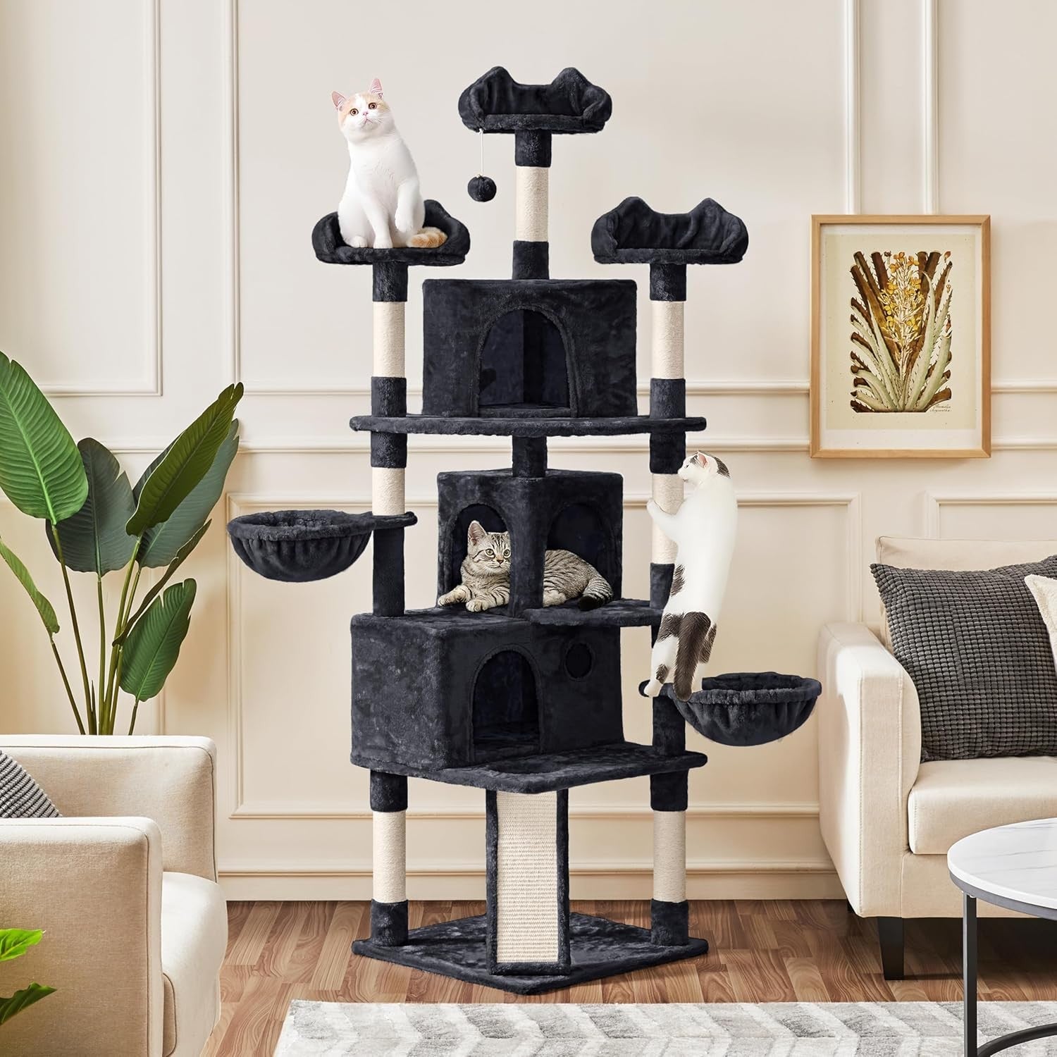 Large Cat Tree 194cm Multi Level Cat Tower With Condos Scratching Posts