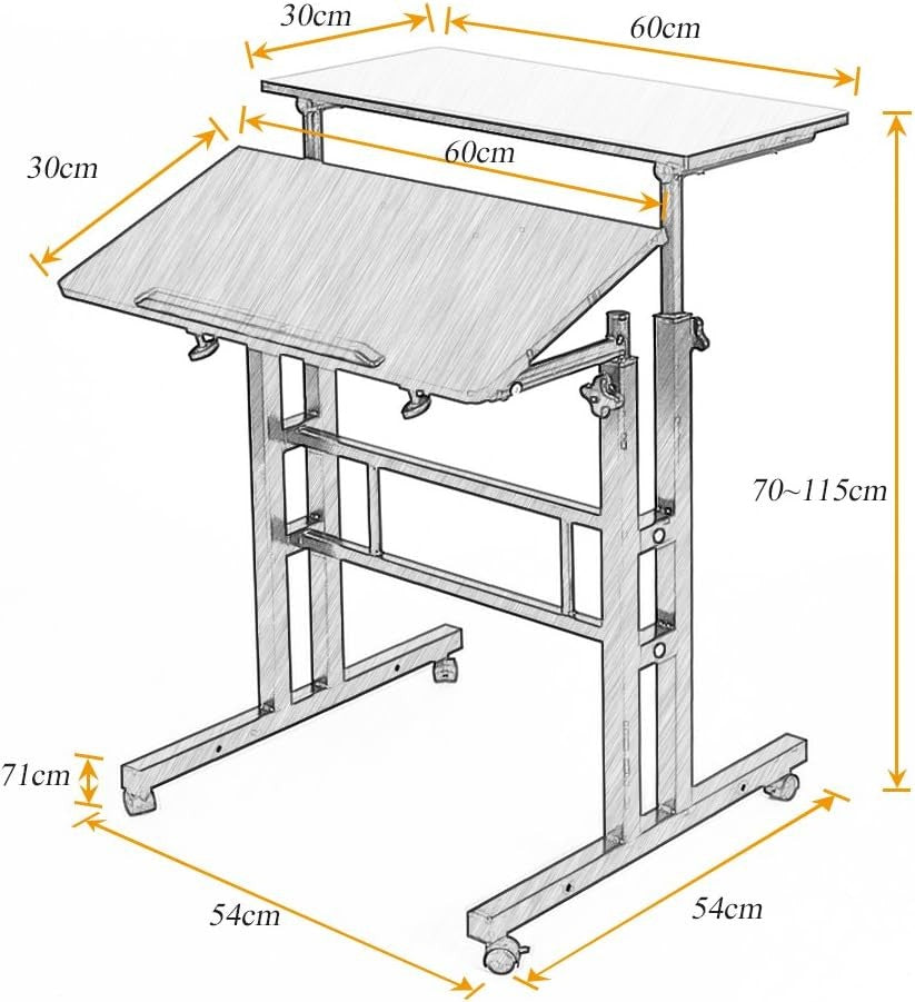 Adjustable Standing Desk Sit Stand Workstation Rolling Laptop Table 60x30cm