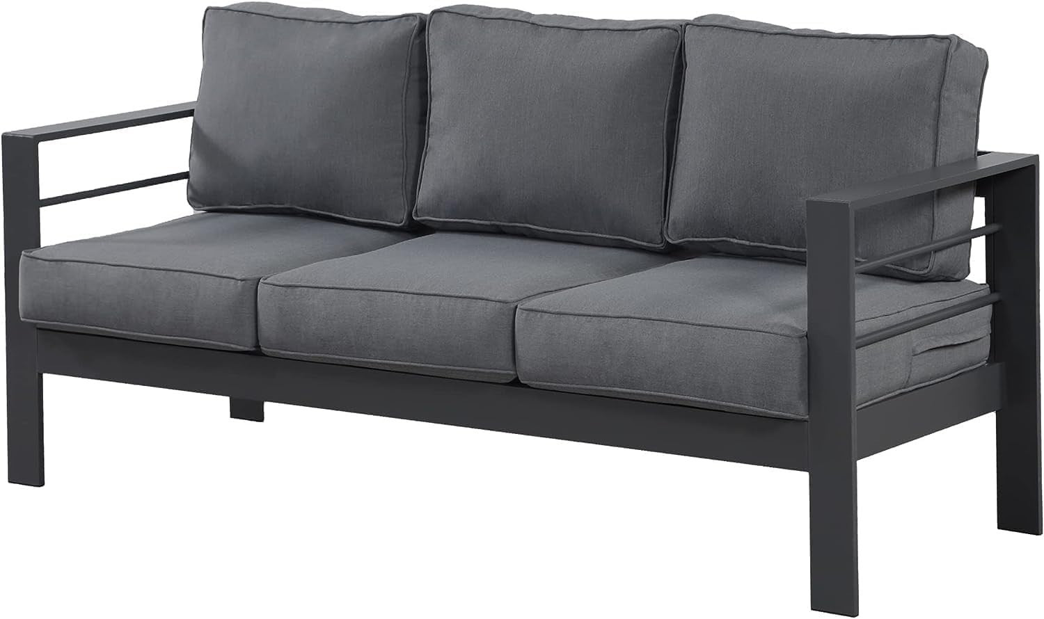 Modern 3-Seater Outdoor Sofa Set Aluminum Frame Weather Resistant Grey Patio