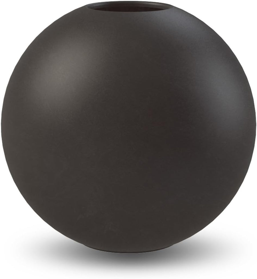 Black Ceramic Ball Vase 20cm Modern Round Minimal Table Home Decor