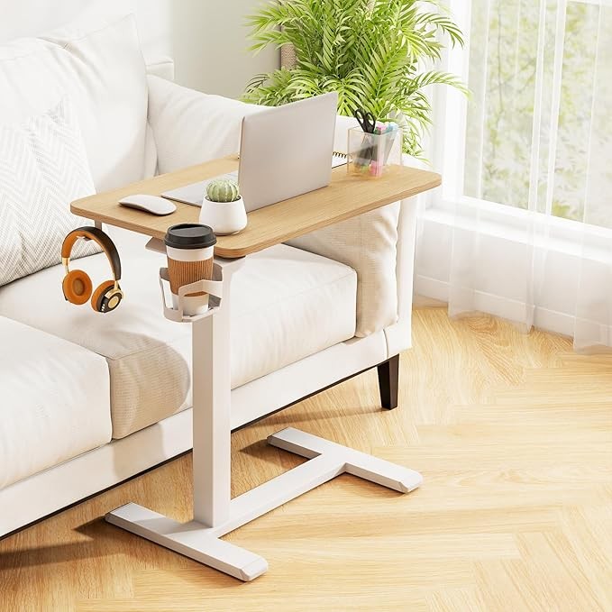 Height Adjustable Standing Desk Mobile Laptop Desk with Wheels Cup Holder