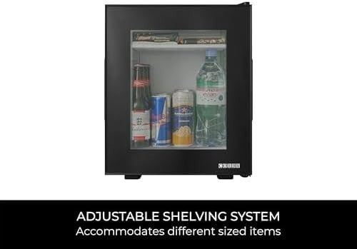 20L Black Corby Eton Mini Fridge Glass Door Tabletop Cooler LED