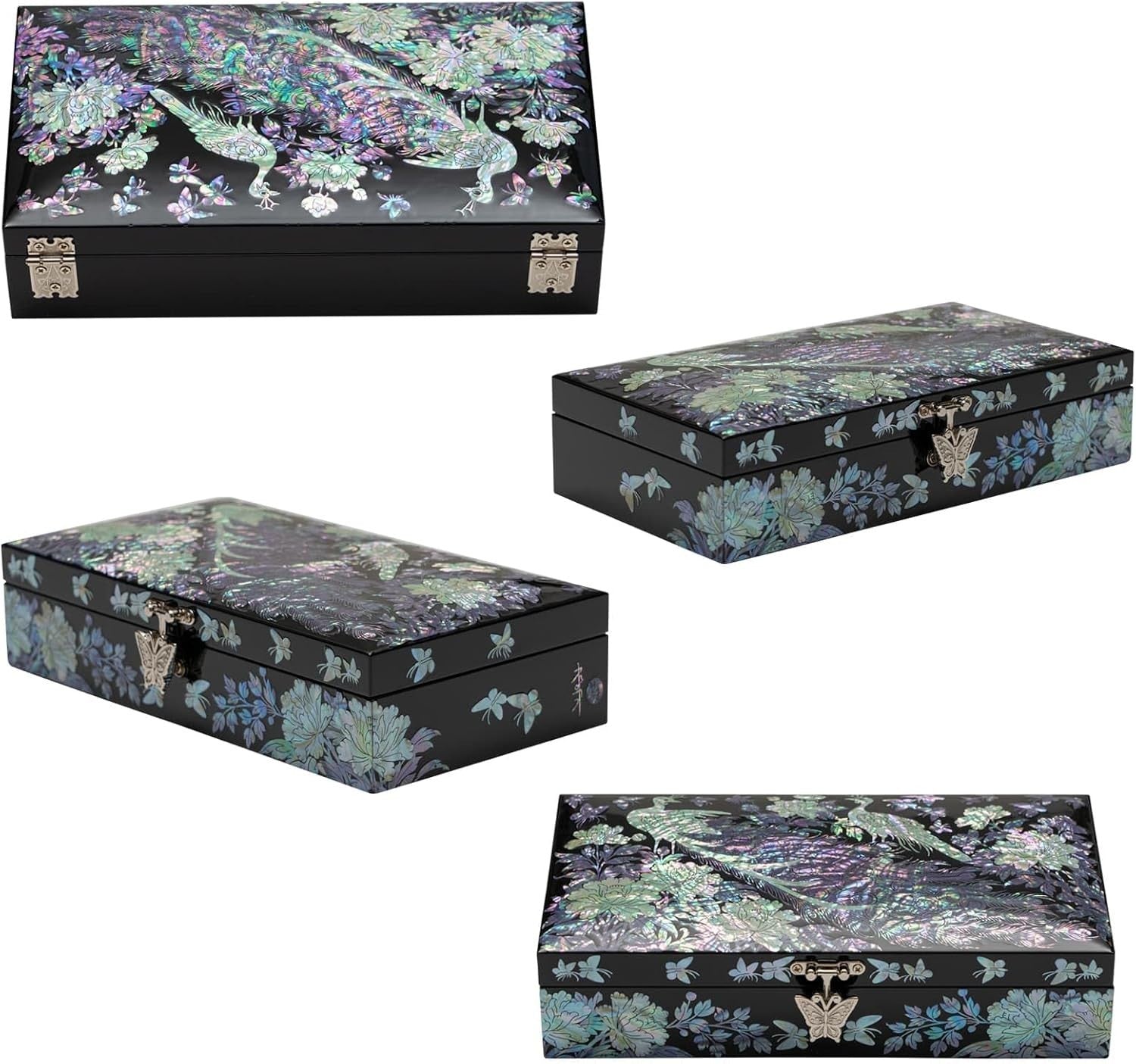 Mother of Pearl Peacock Jewellery Box Handmade Elegant Organizer