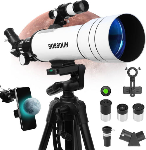 70mm Refractor Telescope Adults Kids Astronomy 400mm HD FMC Tripod Phone Adapter