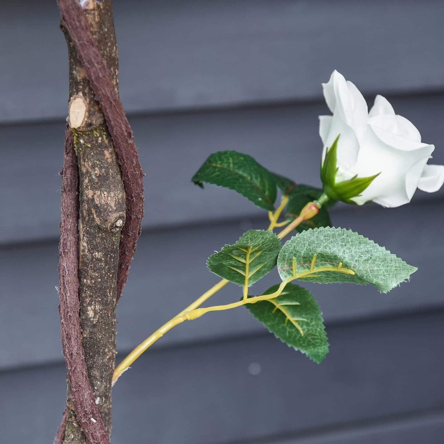 Artificial Rose Tree 90cm / 3ft White Faux Flower Plant Potted Home Garden Decor