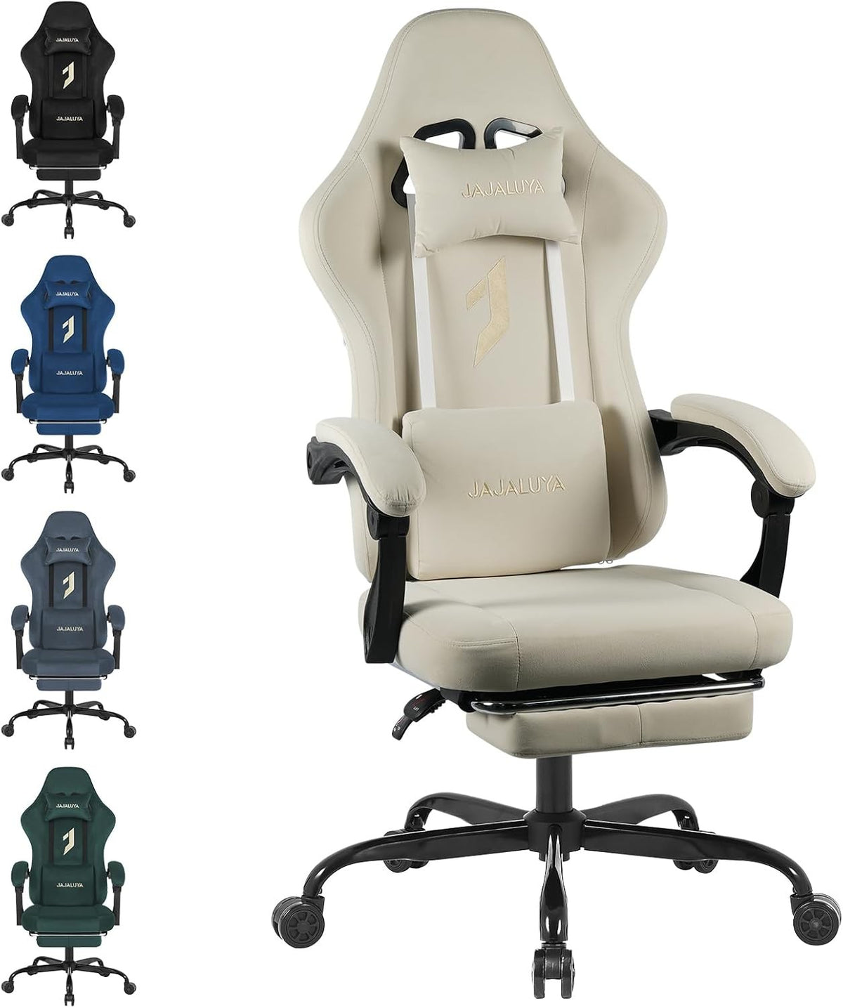 Gaming Chair with Footrest Massage Ergonomic Office Chair White