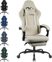 Gaming Chair with Footrest Massage Ergonomic Office Chair White