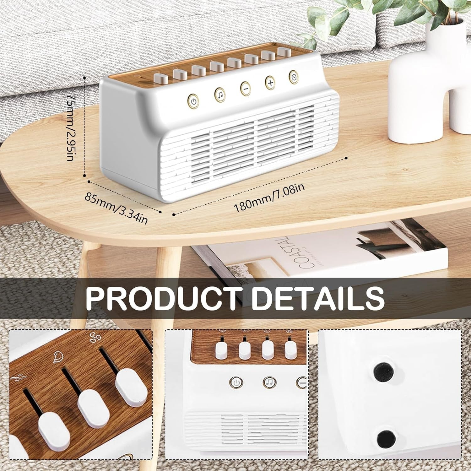 White Noise Machine for Sleep & Relaxation – 8 Nature Sounds, Night Light, Timer