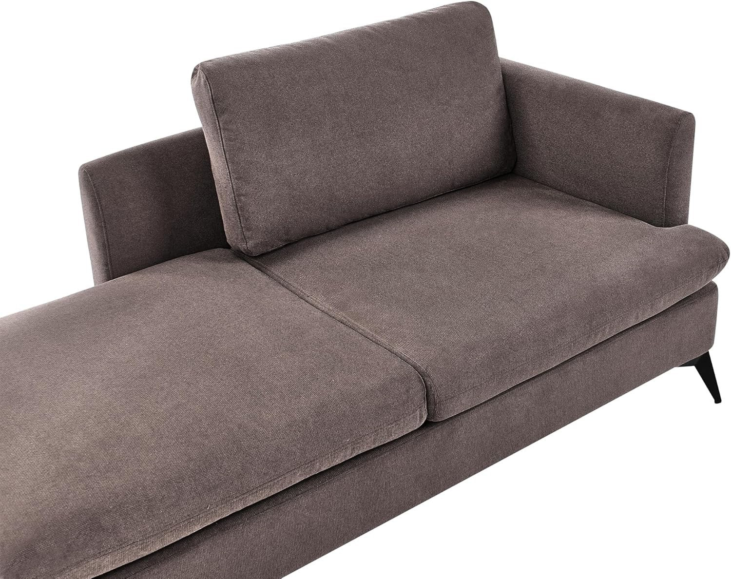 Brown Right Hand Chaise Lounge | Water-Repellent Fabric + Cushion, Modern Sofa
