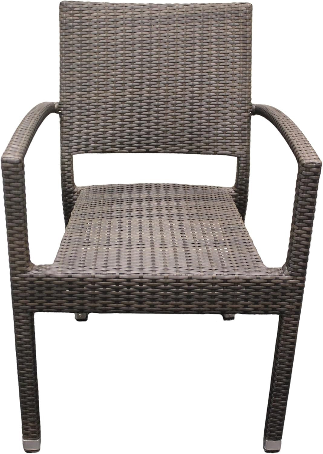 Set of 4 Rattan Dining Armchairs Stackable Outdoor Garden Patio Seating