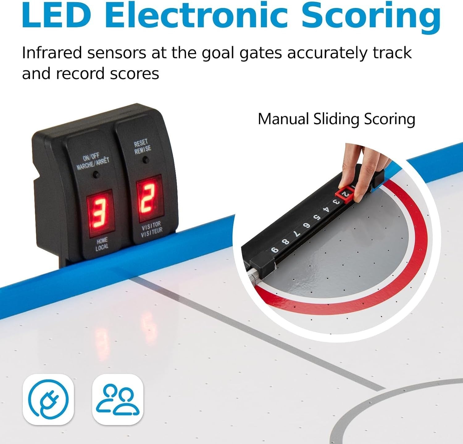 48 Inch LED Air Hockey Table 12V Motor Infrared Scoring Arcade Play