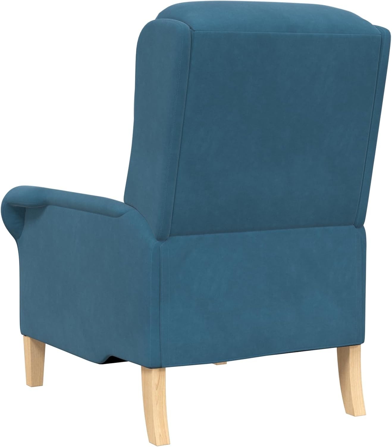 Blue Fabric Armchair Ergonomic Lounge Chair Soft Seat Wooden Legs