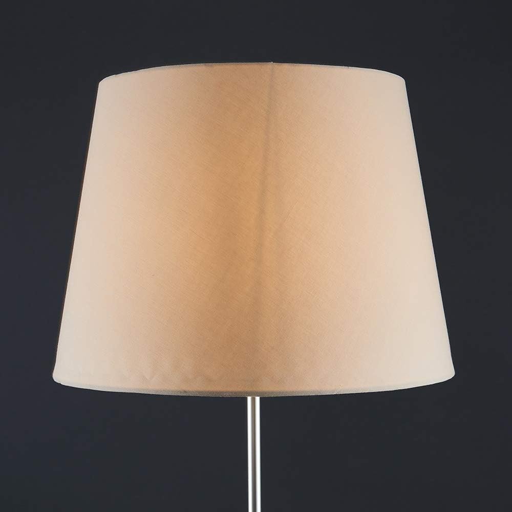 Modern Chrome Floor Lamp Tall Standing Light Beige Shade E27 Bulb