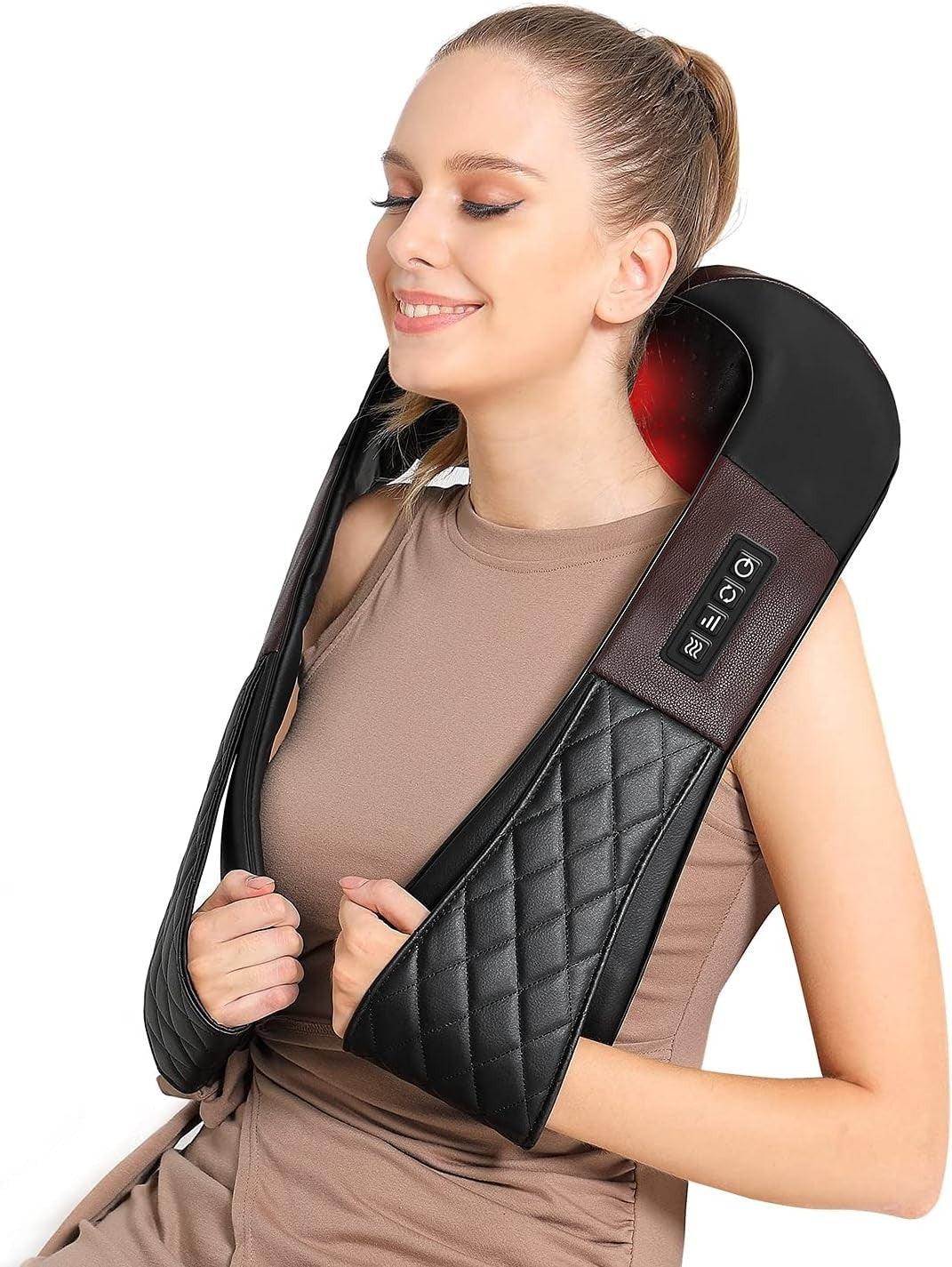 Shiatsu Neck Shoulder Massager with Heat Deep Kneading Back Pain Relief