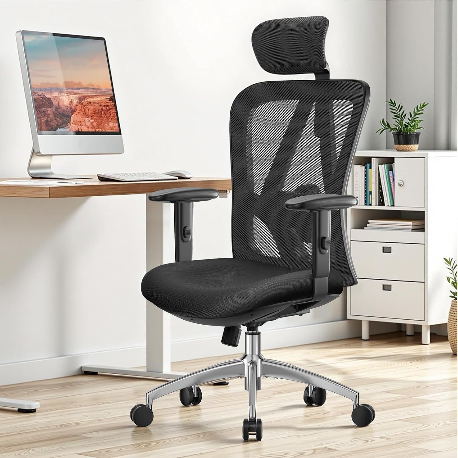 Ergonomic Office Chair Lumbar Support Home Desk Back Seat Recliner Black