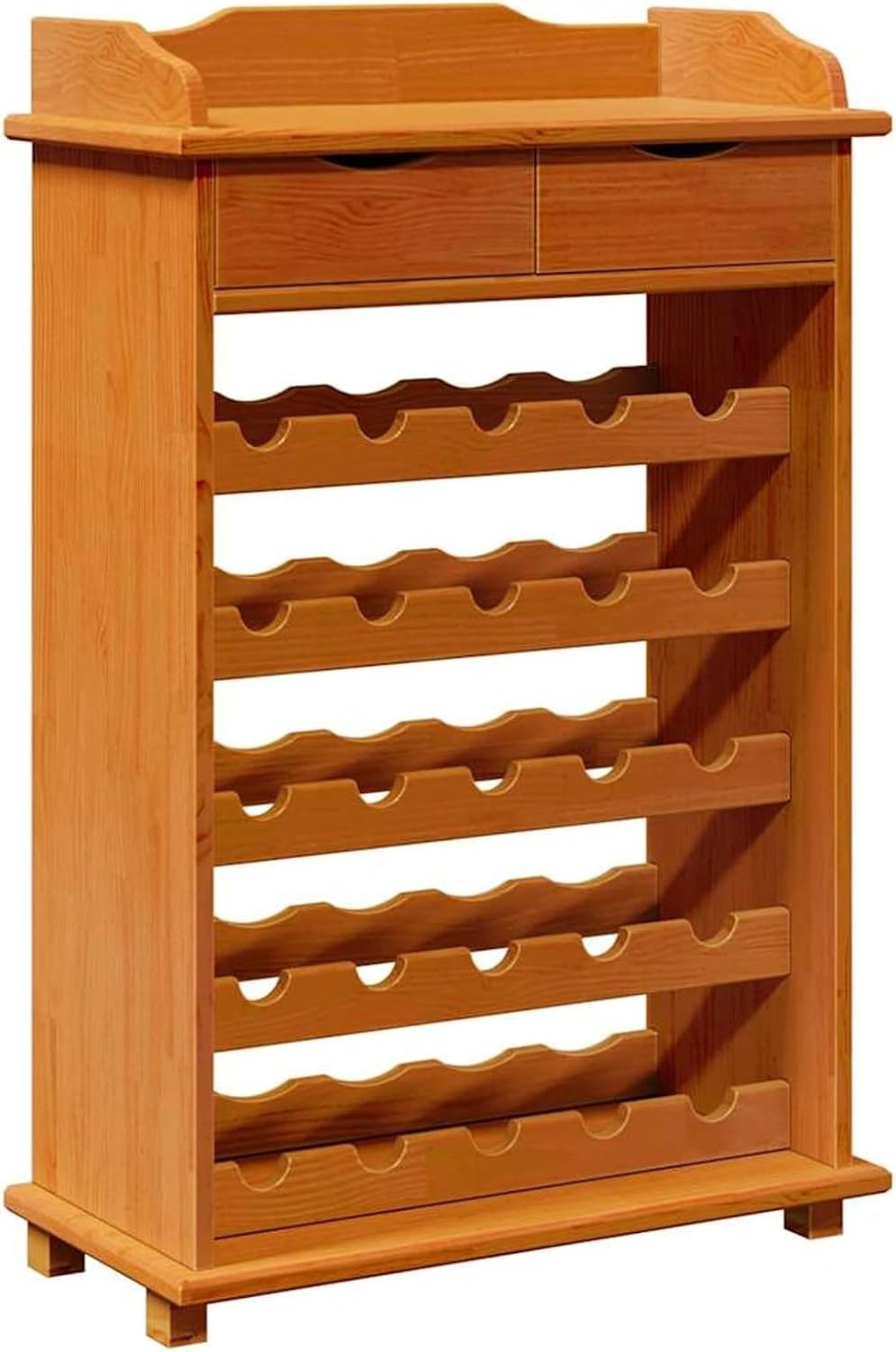 20 Bottle Rustic Wood Wine Rack Cabinet with Top Shelf Storage Stand Kitchen Bar