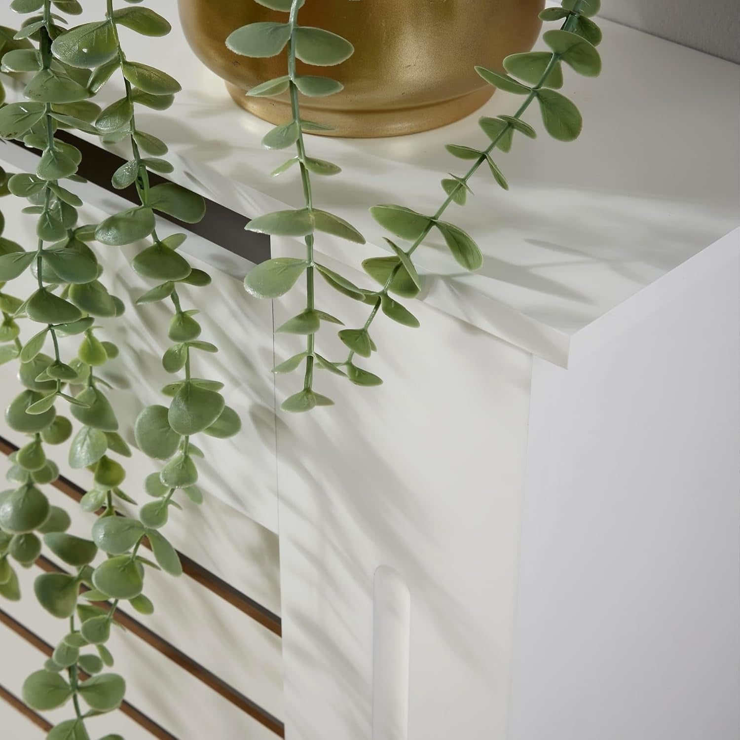 White Radiator Cover Wooden Slatted Grill Cabinet Shelf 78x19x82cm Modern