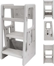 Adjustable Kids Step Stool with Safety Rail, Non-Toxic Durable Kitchen Helper