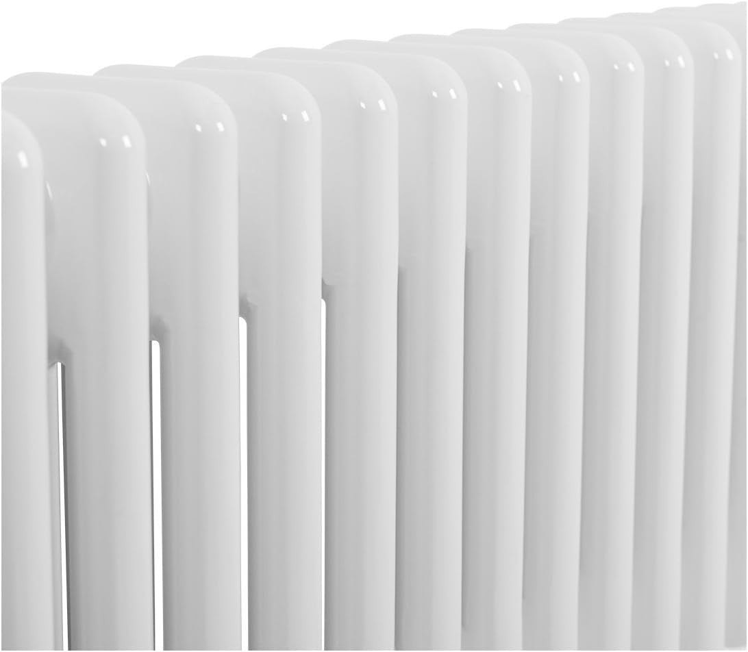 Triple Column Horizontal Radiator 300x1460mm White Cast Iron Style