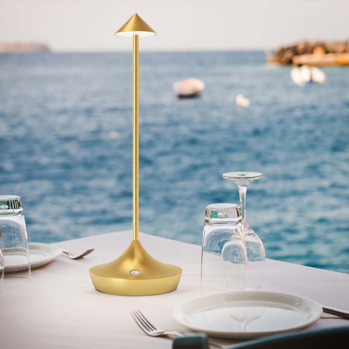 Rechargeable Cordless LED Table Lamps 2pcs Gold, Dimmable, Portable