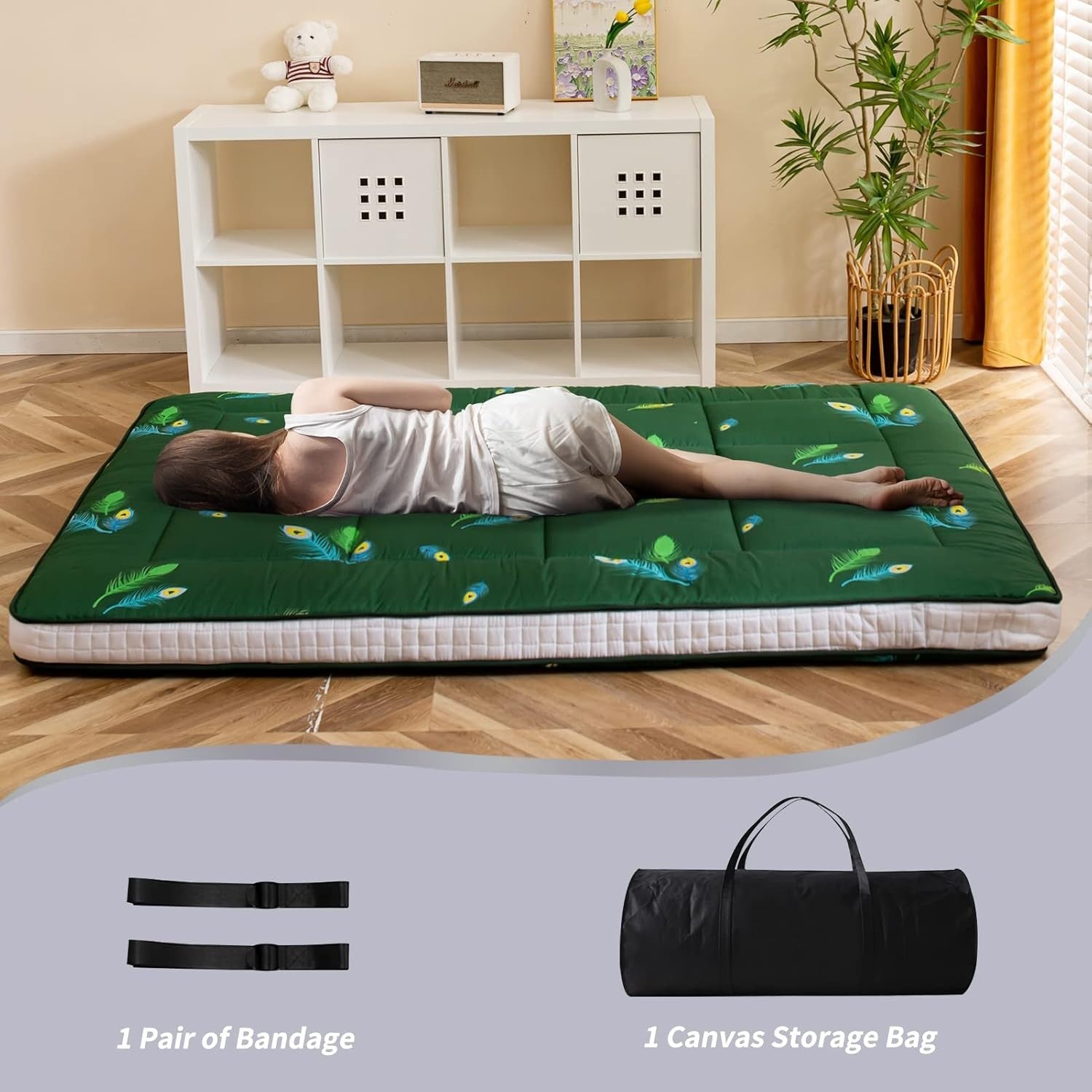 Extra Thick Japanese Floor Mattress - Foldable Sleeping Pad, Breathable Couch Be