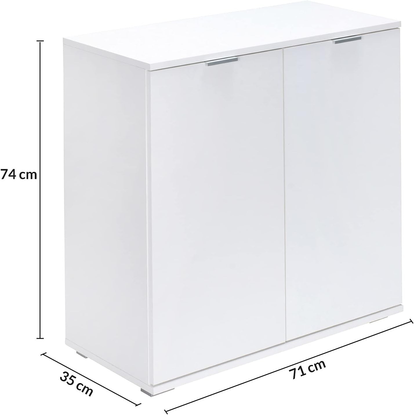 Modern White Sideboard Cabinet 2 Doors Adjustable Shelf Storage Unit Office