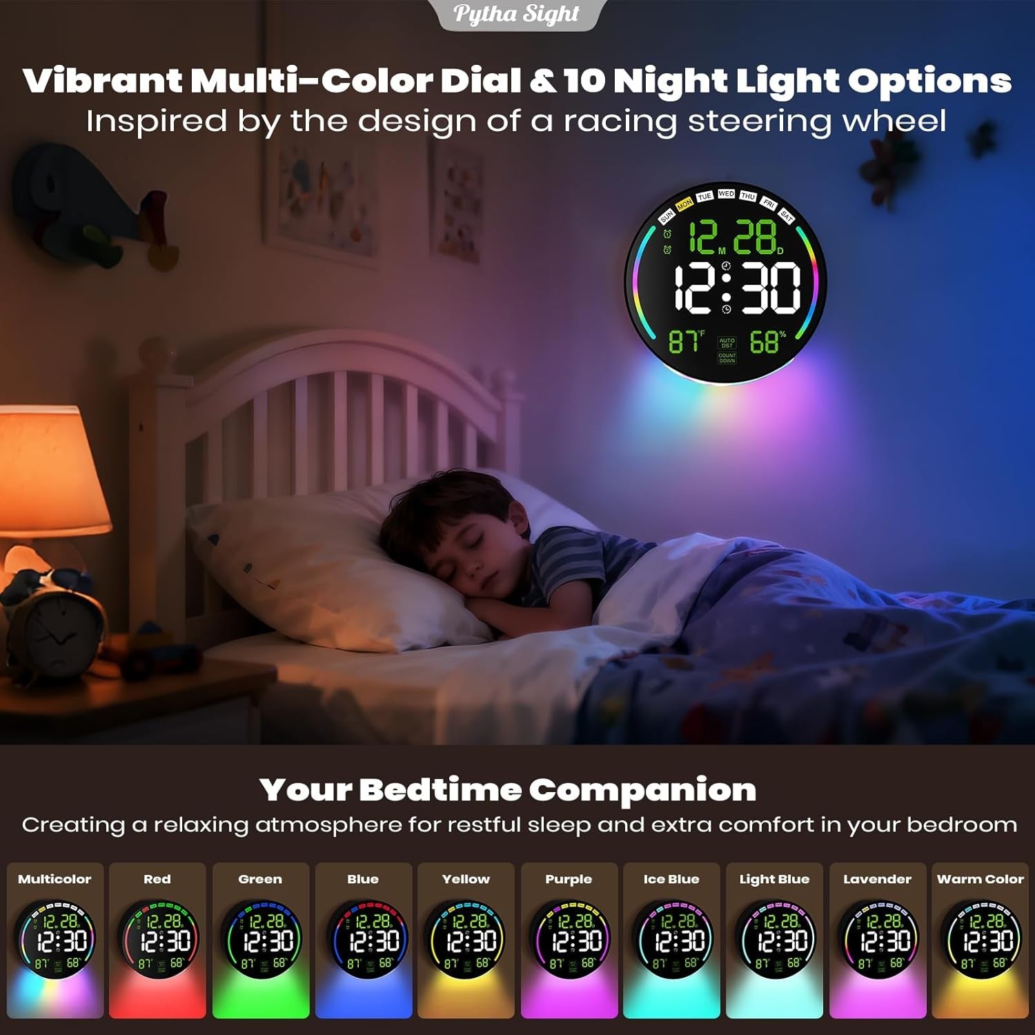 Green Large Digital Wall Clock LED Countdown Timer Remote Temp Humidity