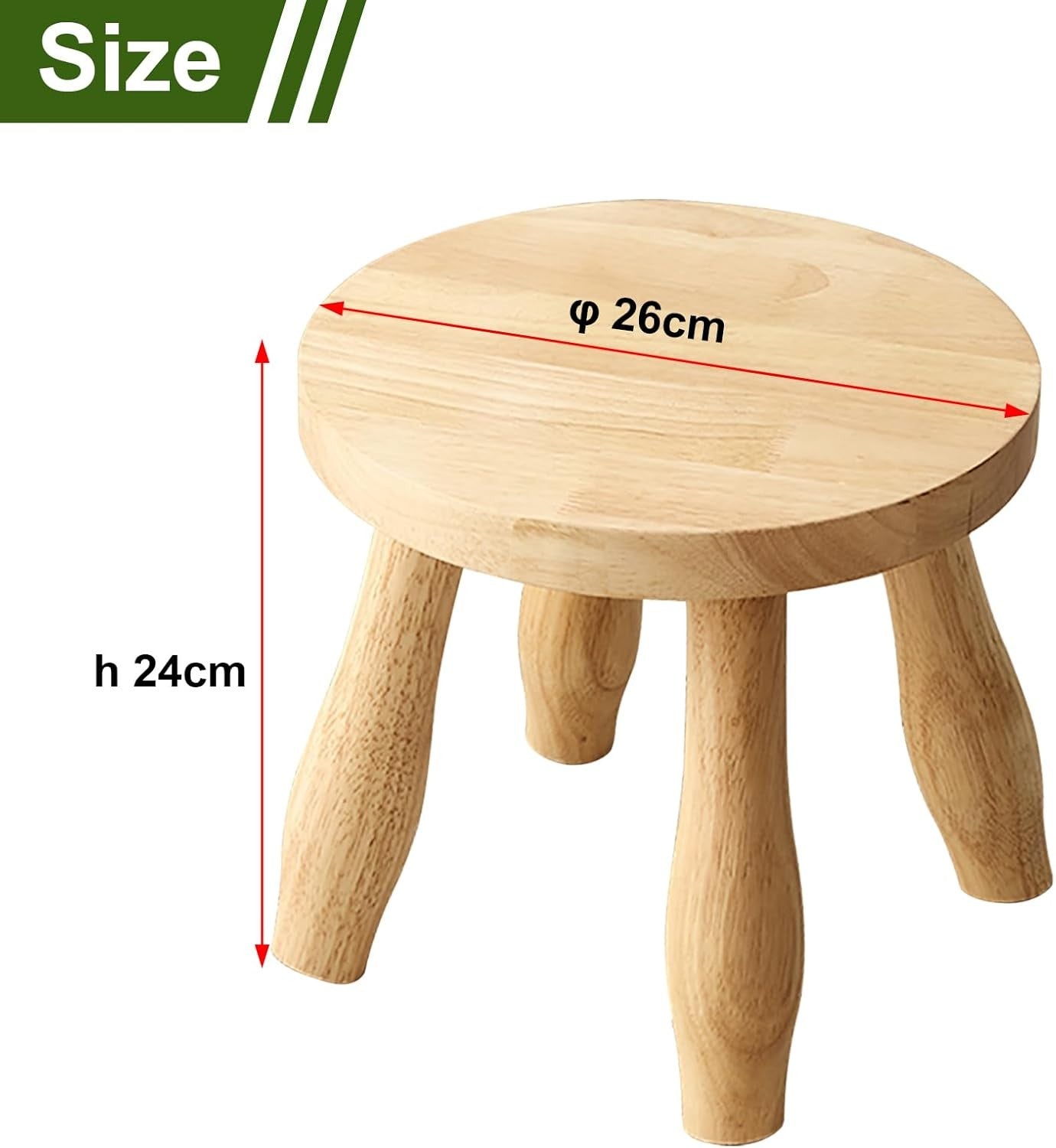 Mushroom Shaped Solid Wood Stool 24cm Rustic Plant Stand Step Stool Home