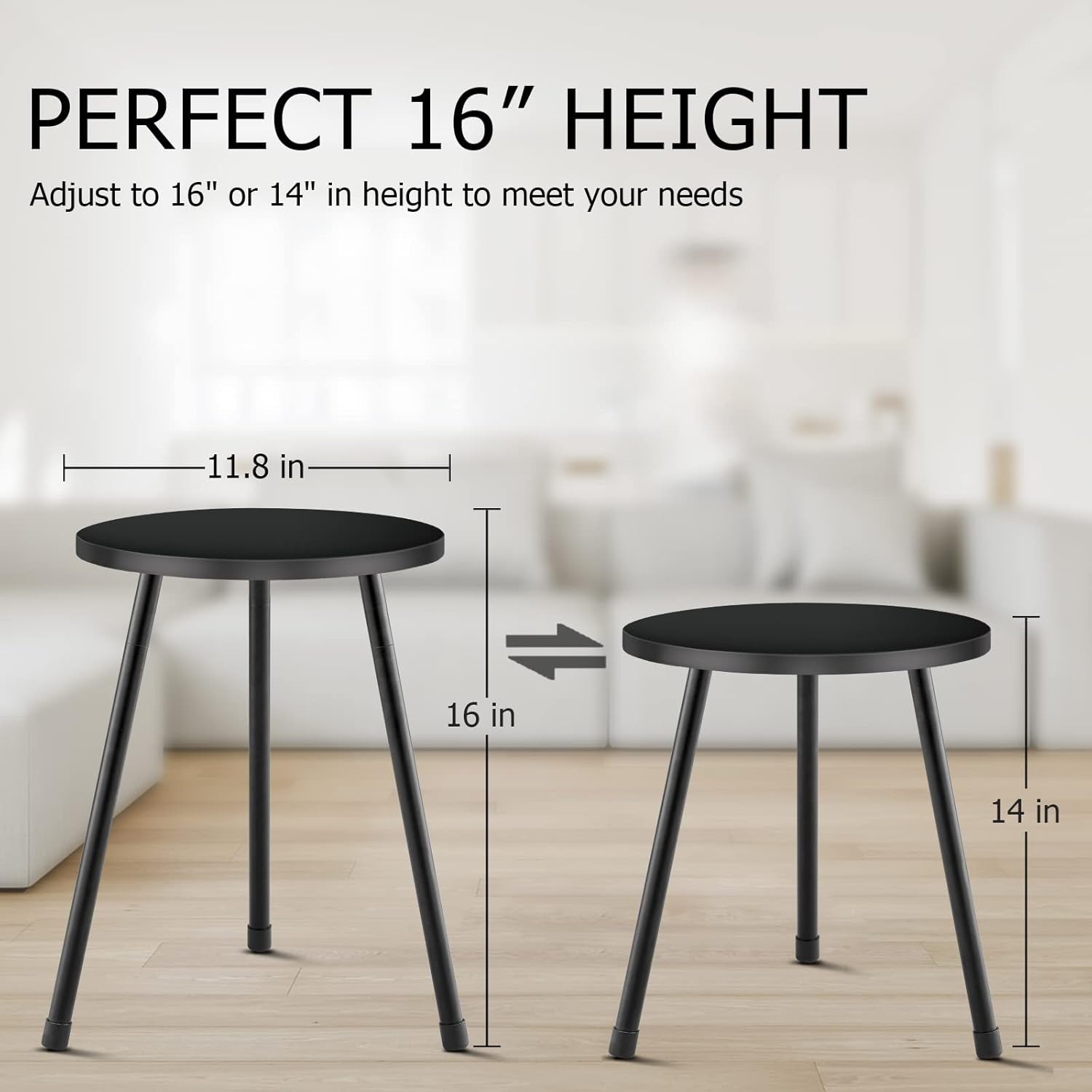 Black Metal Plant Stand Indoor Round Side Table for Flower Pots Modern Home Deco