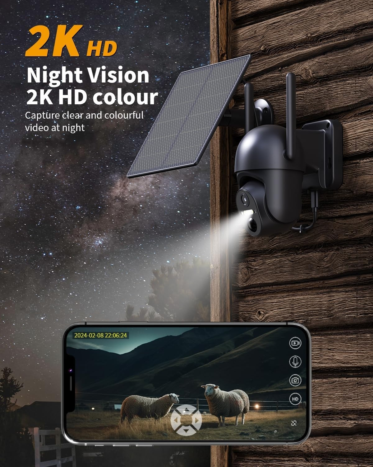 4G LTE Solar Security Camera Outdoor PTZ 2K HD CCTV No WiFi
