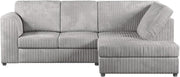 High Back Jumbo Cord 4-Seater Right Hand Corner Sofa Silver L-Shape Comfort