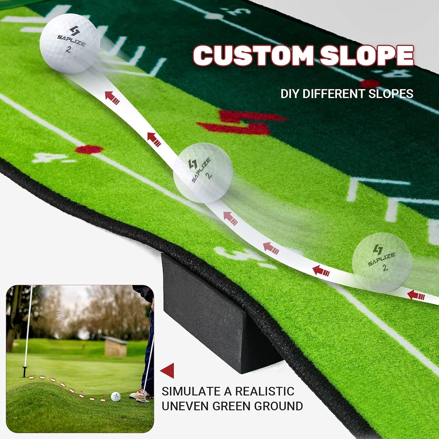 Golf Putting Mat Indoor Practice Green Non Slip Alignment Training Aid