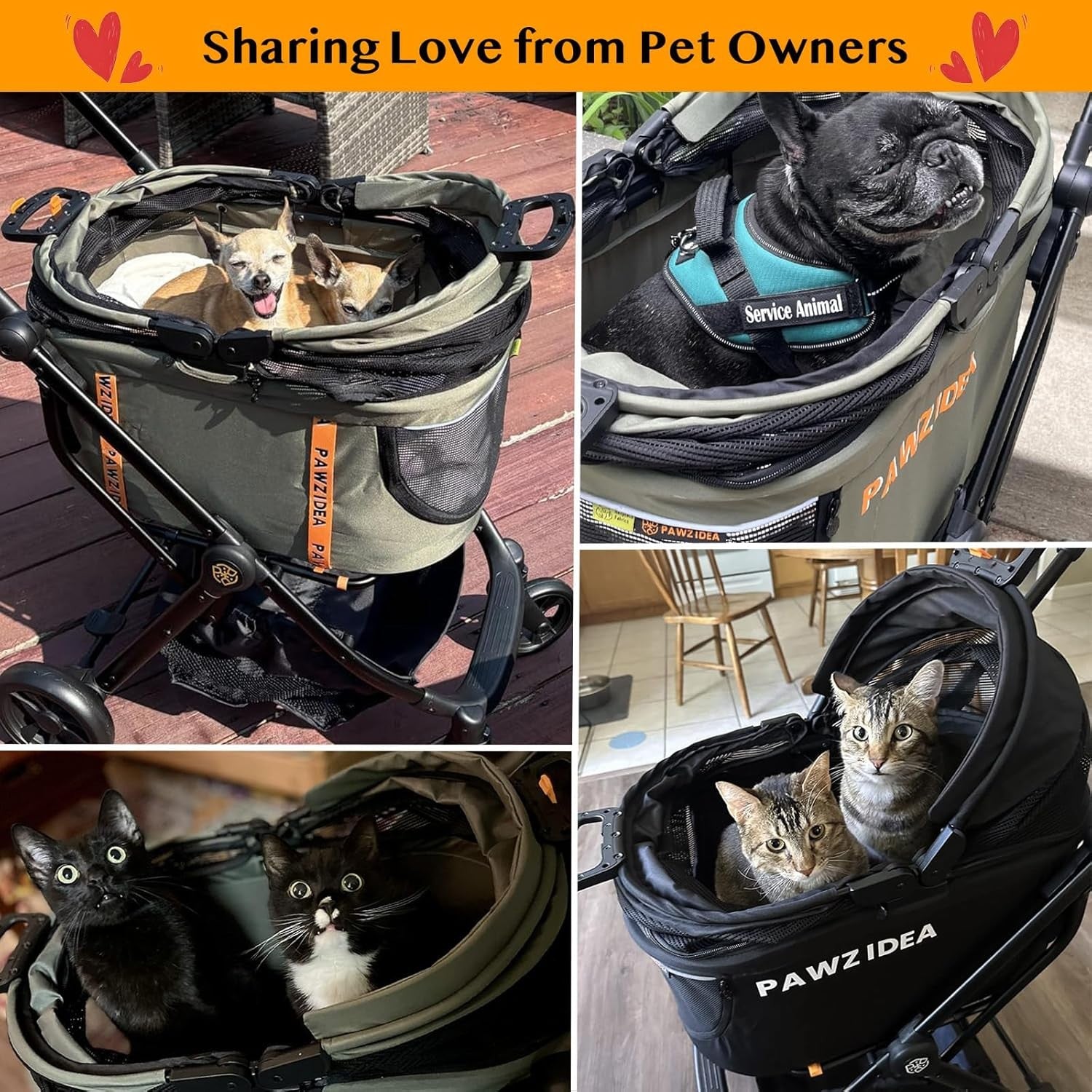 4 in 1 Pet Stroller Dog  Pushchair Detachable Carrier Foldable Jogger