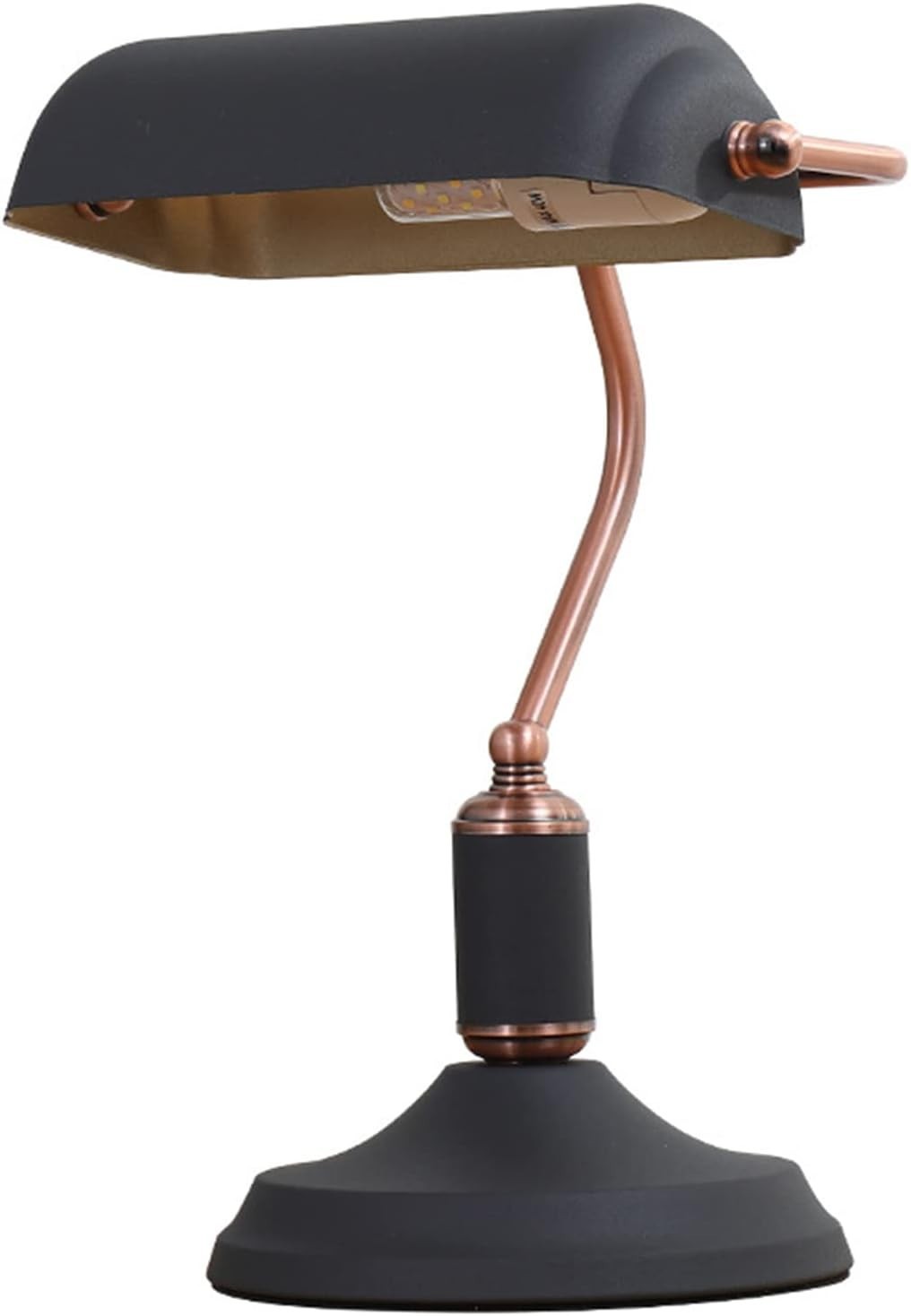 Vintage Black Bankers Desk Lamp Adjustable Light Matte Shade Solid Metal Base