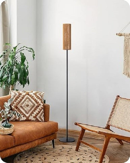Rattan Floor Lamp Boho Standing Light Tall Rustic Bedroom Living Room