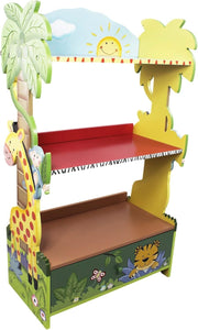 Safari-Themed Kids Bookshelf with Drawers, Large Wooden Storage Unit 96cm