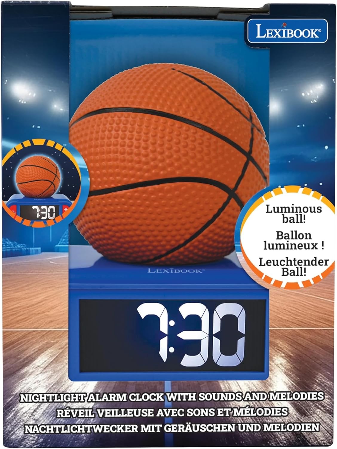 Kids Basketball Alarm Clock Night Light LED Display Snooze Sounds