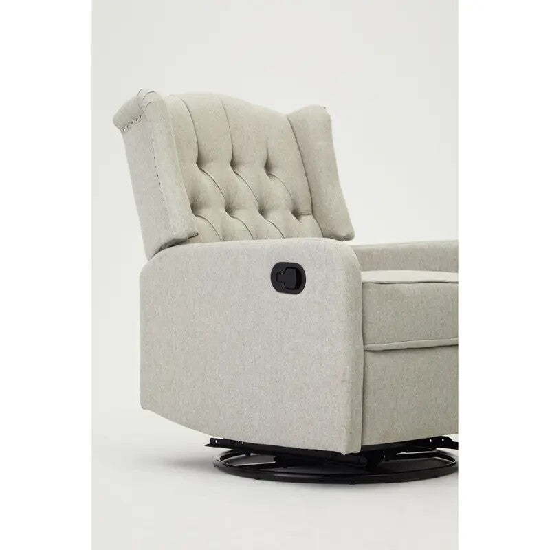 Grey Recliner Armchair Swivel Wing Back Lounge Chair with Footrest Seat