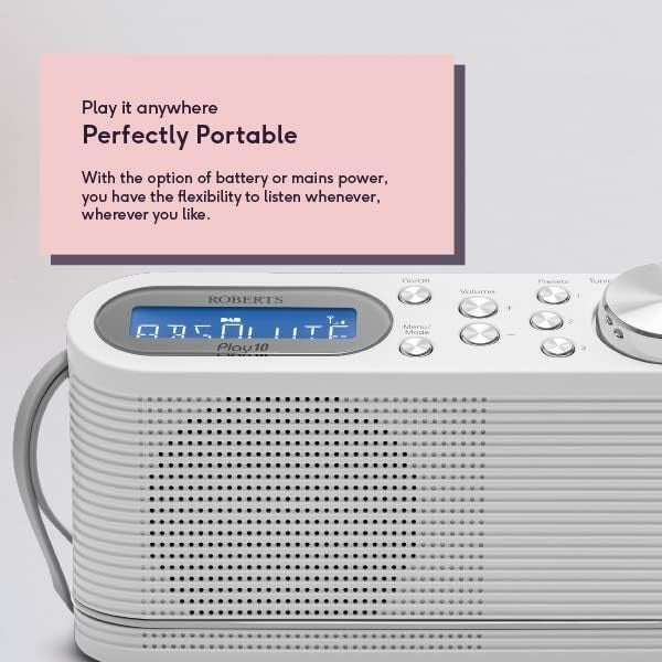 Portable DAB+ FM Digital Radio Alarm Clock White Battery Powered