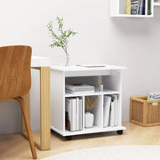 White Rolling File Cabinet Wooden Under Desk Printer Stand Storage