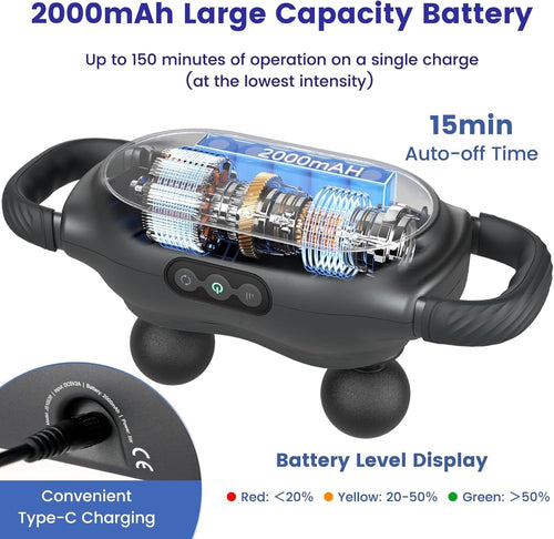 Deep Tissue Electric Massage Gun Handheld Muscle Massager 3 Heads Timer